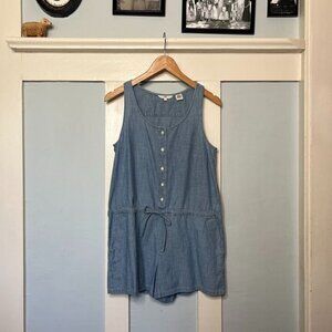 Levi’s Shelby Blue Chambray Button Front Tank Top Romper